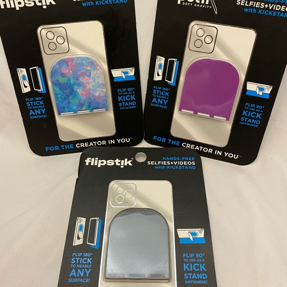 Flipstik Foldable Adhesive Kick Stand Phone Mount Black Purple Opal Lot Of 3 - Picture 1 of 9